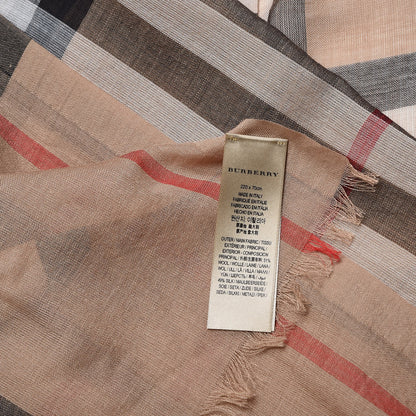 Burberry Wool Silk House Check Lightweight Scarf Camel 5 of 6