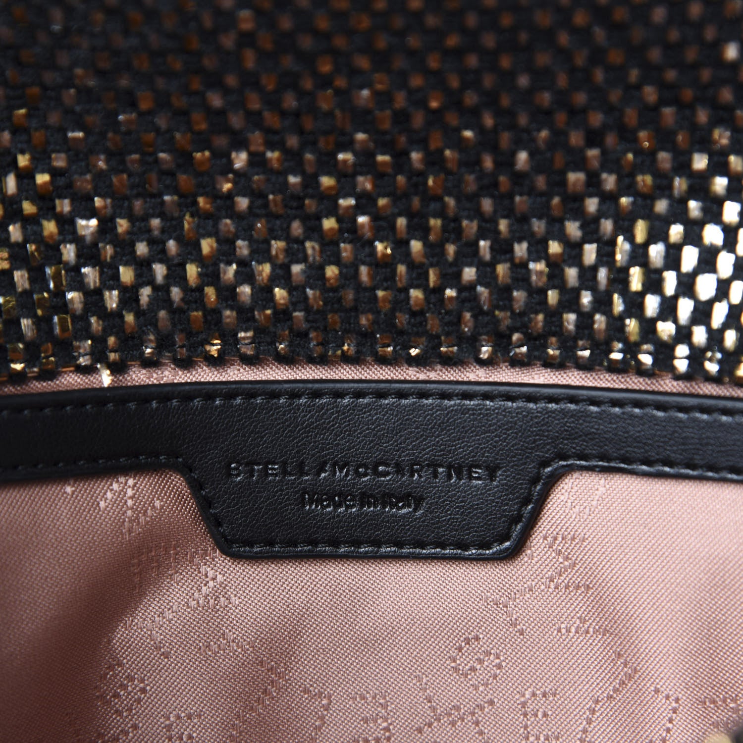 Stella McCartney Metallic Woven Raffia Falabella Mini Crossbody Black Gold 8 of 9