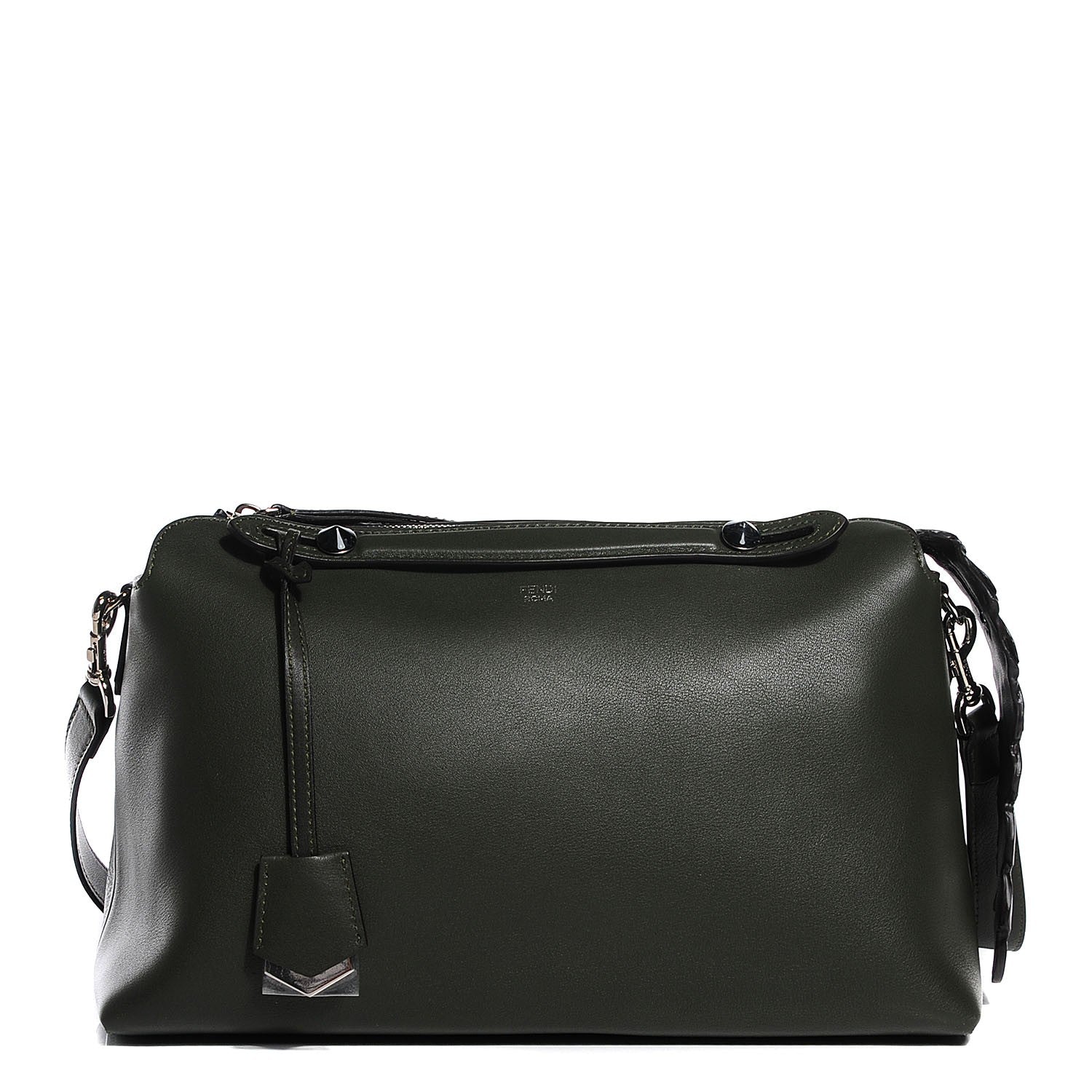 Fendi Vitello Dolce Croc Tail Large By The Way Boston Bag Verde Prato Black 1 of 10