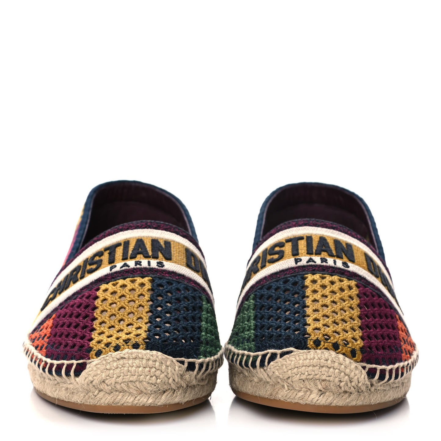 Canvas Embroidered Perforated Stripe Granville Espadrille 40.5 Multicolor