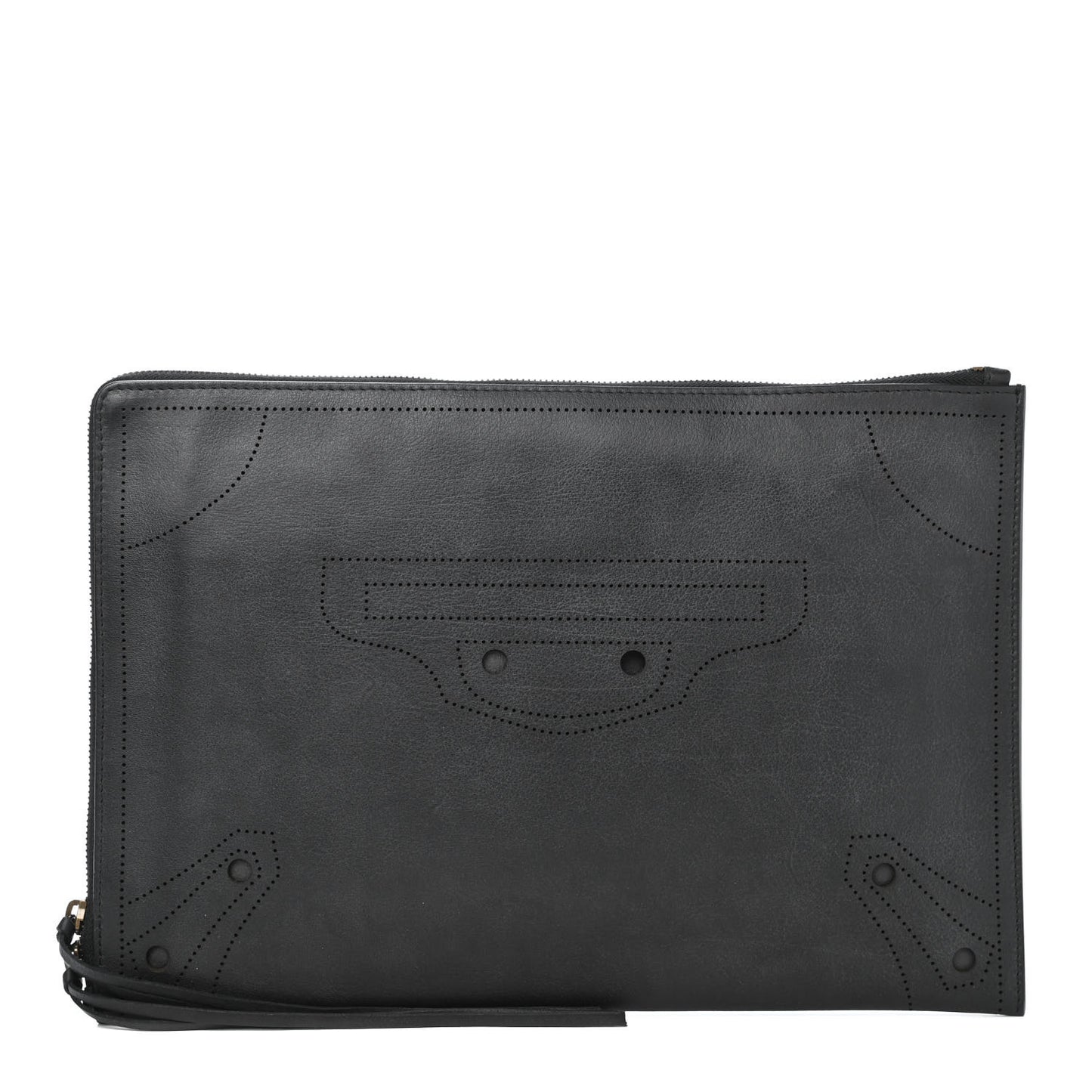 Veau Soyeux Perforated Blackout Hardware Pouch Black