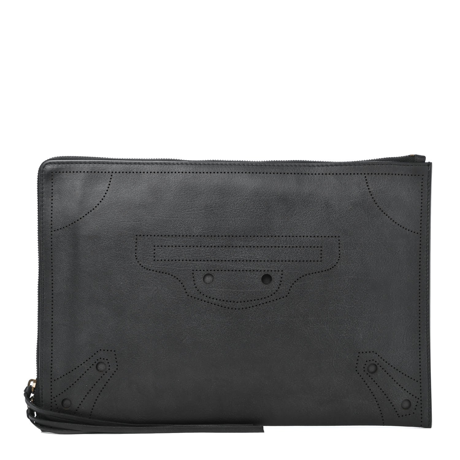 Balenciaga Veau Soyeux Perforated Blackout Hardware Pouch Black 1 of 4