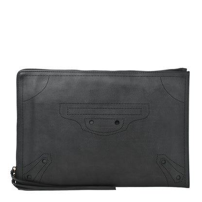 Balenciaga Veau Soyeux Perforated Blackout Hardware Pouch Black 1 of 4