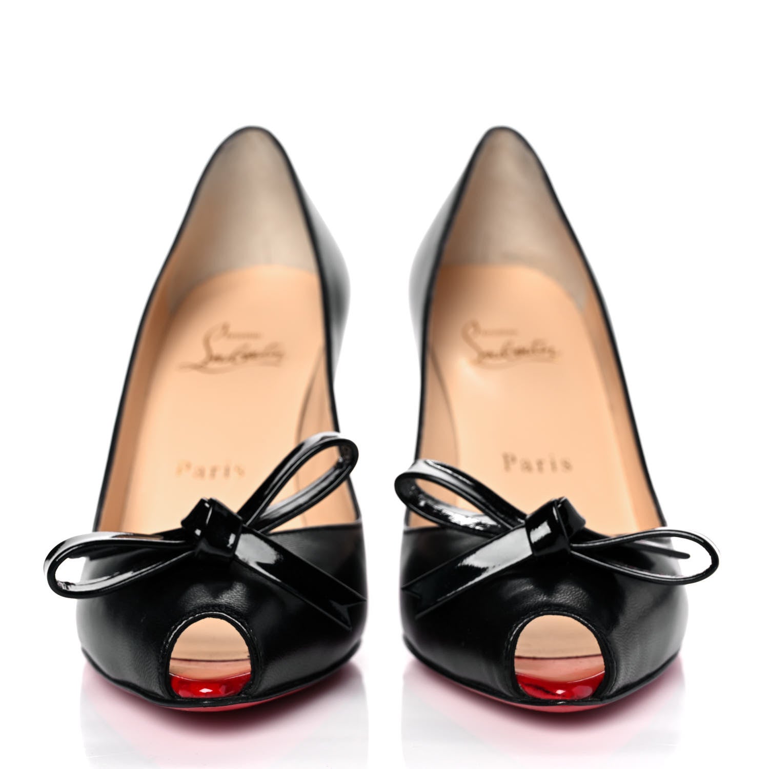 Christian Louboutin Kid Patent Tibunodo 85 Pumps 35 Black Red 2 of 8