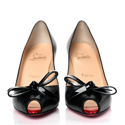 Christian Louboutin Kid Patent Tibunodo 85 Pumps 35 Black Red 2 of 8