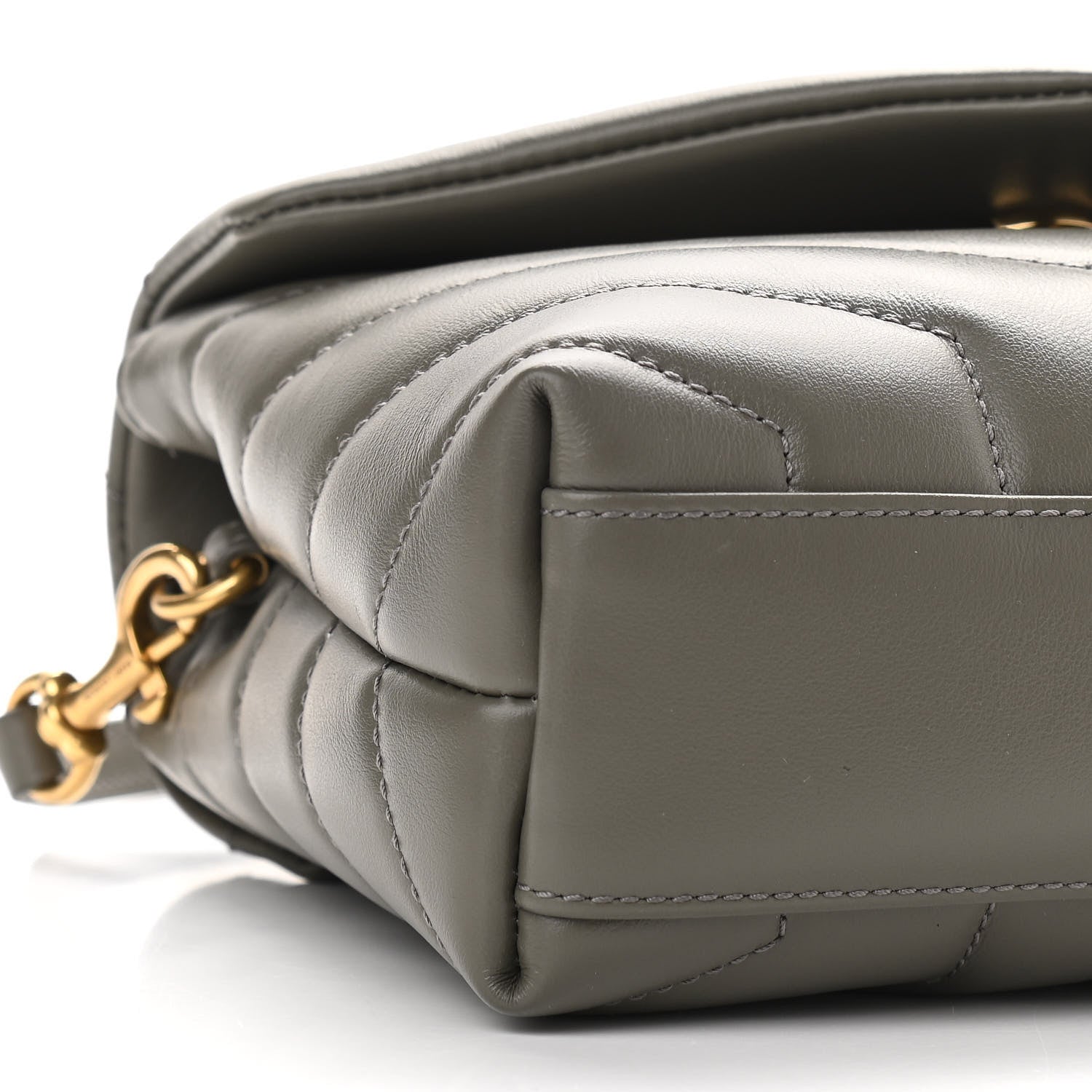 Saint Laurent Calfskin Y Quilted Monogram Toy Loulou Crossbody Bag Grey Kaki 8 of 11