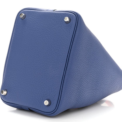 Hermes Taurillon Clemence Swift Eclat Picotin Lock 18 PM Bleu Brighton Capucine 10 of 11