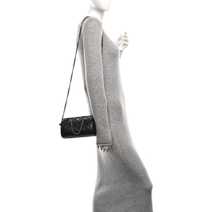 Chanel Caviar Quilted Barrel Clutch With Chain Black 2 of 11
