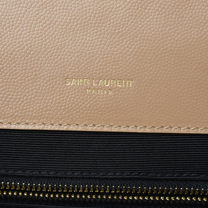 Saint Laurent Grain De Poudre Mixed Matelasse Large Triquilt Monogram Satchel Cork 7 of 11