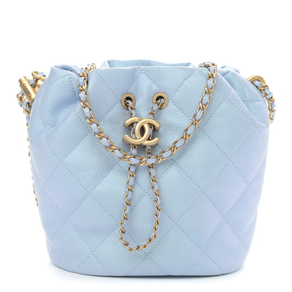 Chanel Iridescent Caviar Quilted My Perfect CC Bucket Drawstring Bag Light Blue 1 of 11