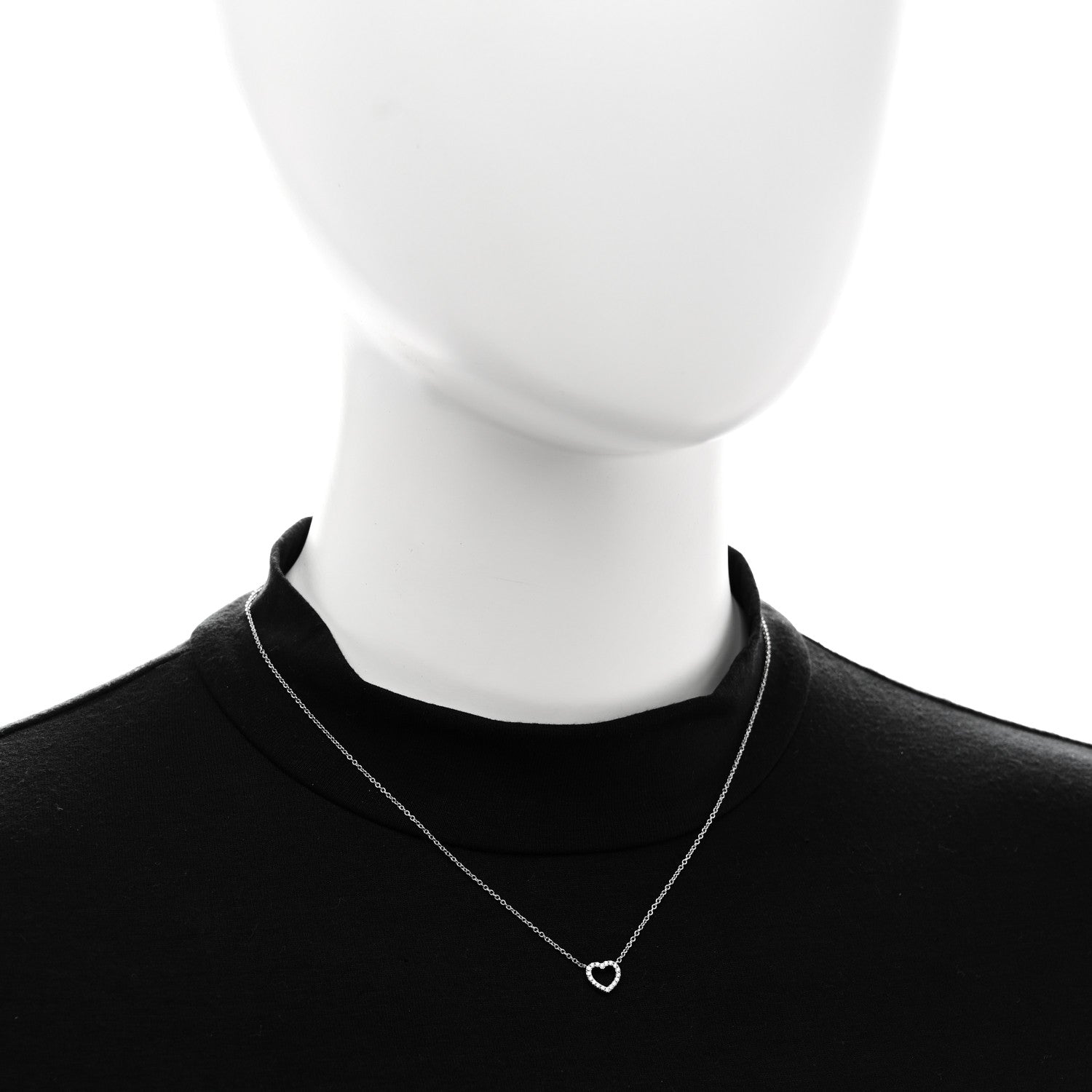 Tiffany 18K White Gold Diamond Metro Heart Pendant Necklace 2 of 5