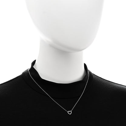 Tiffany 18K White Gold Diamond Metro Heart Pendant Necklace 2 of 5