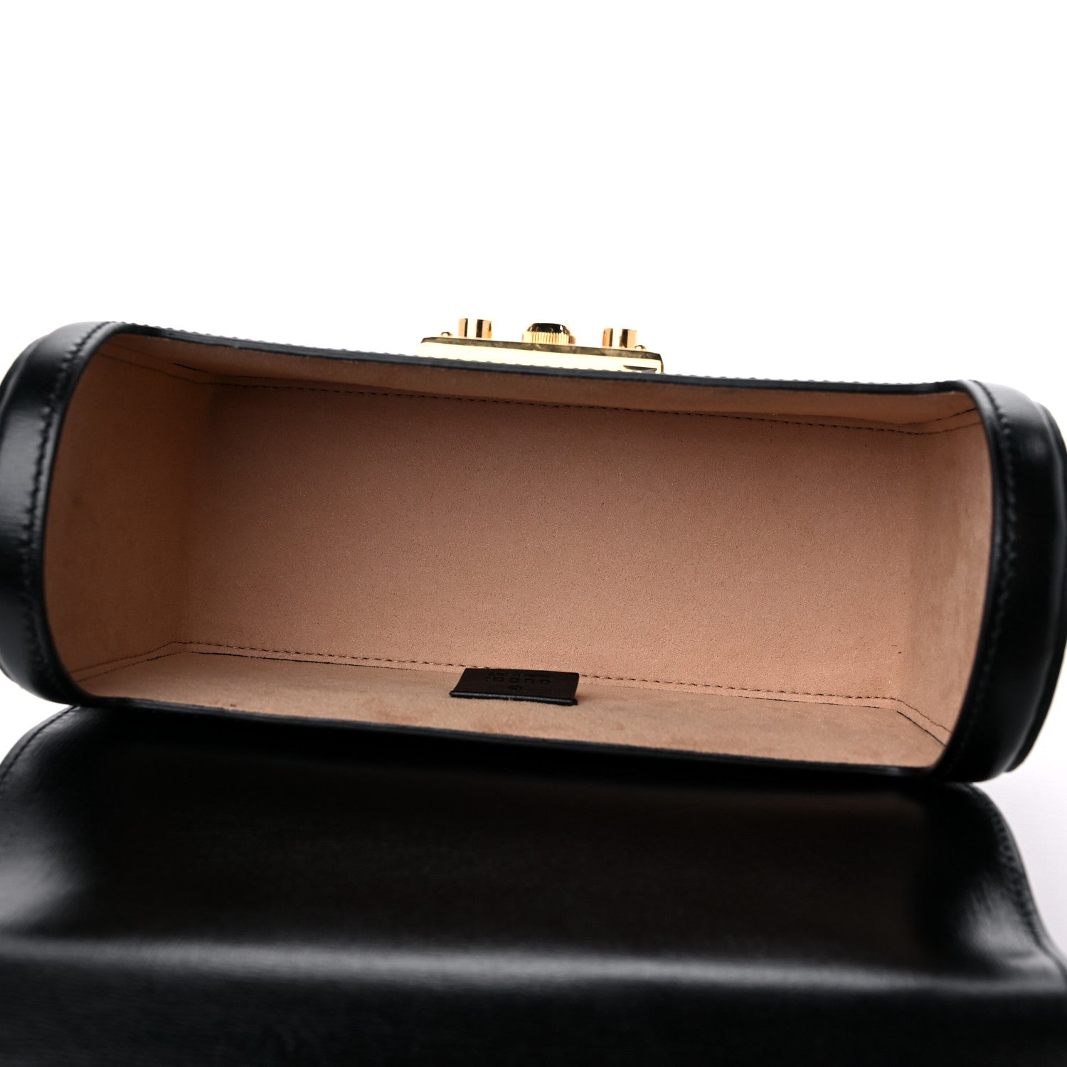 Gucci Calfskin Small Padlock Bamboo Shoulder Bag Black 5 of 13