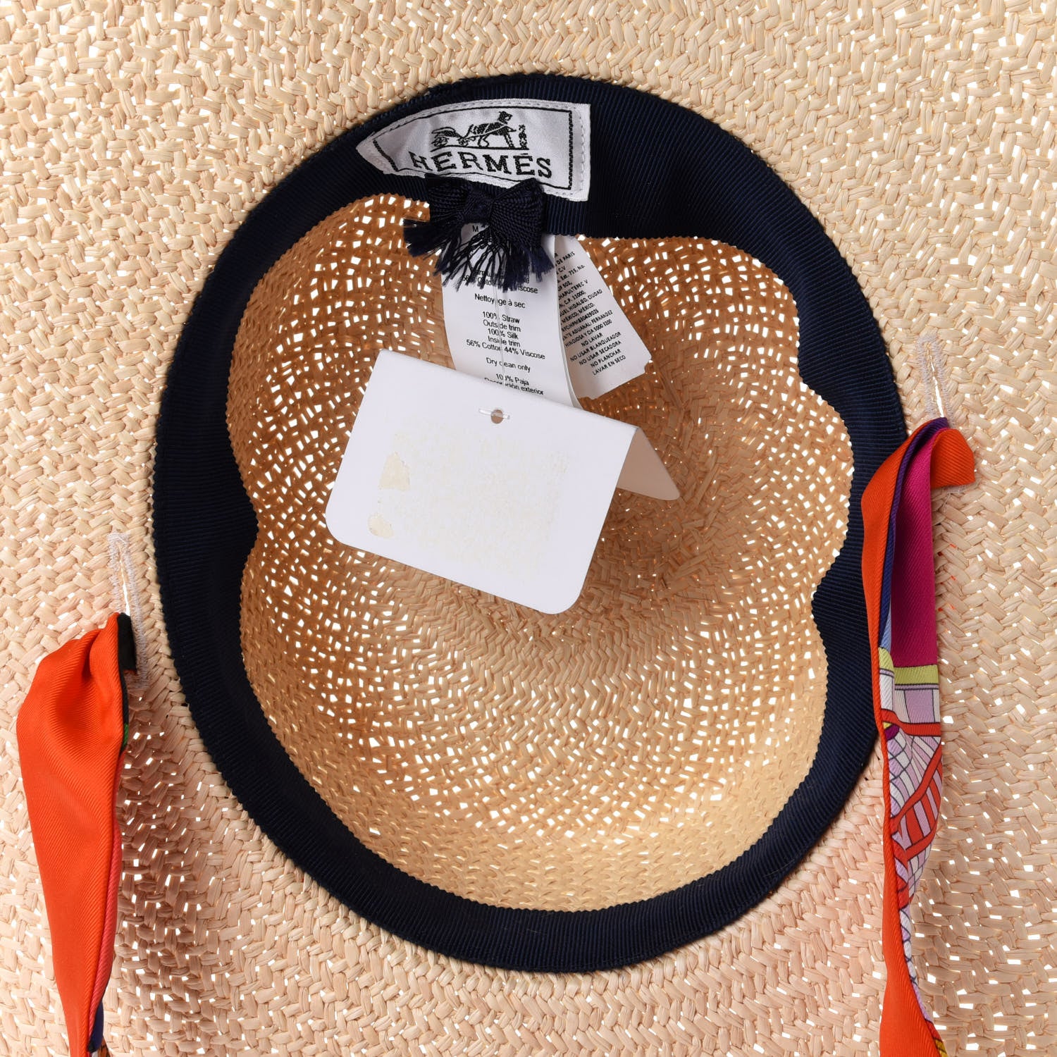 Hermes Straw Toscane Cannage Hat 57 Naturel Orange 4 of 4