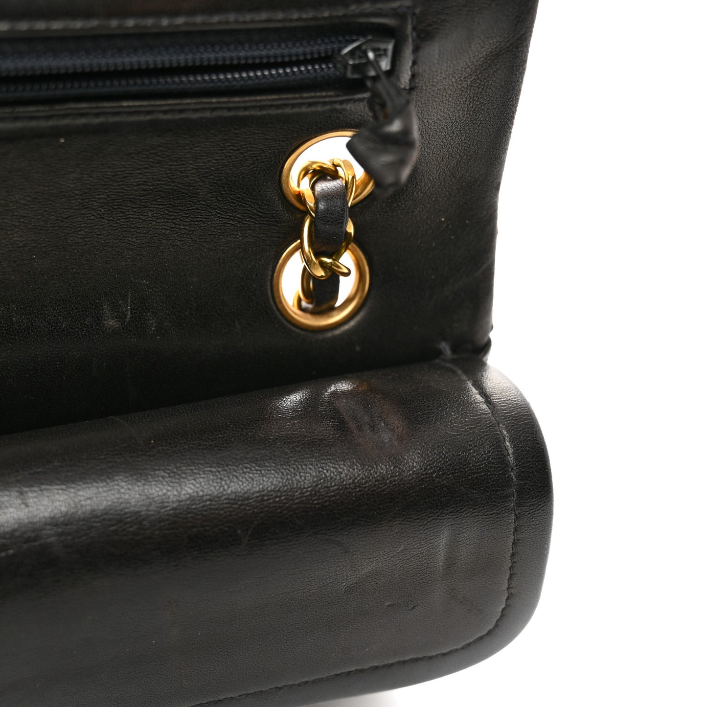 Lambskin Quilted Small Double Flap Dark Brown