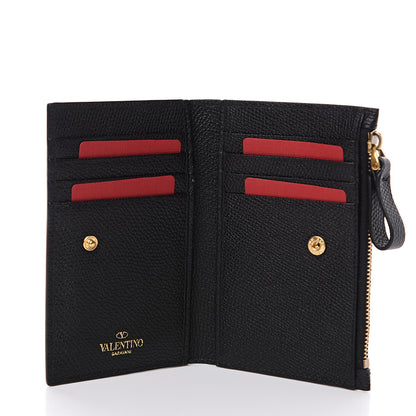 Valentino Garavani Grained Calfskin VLogo Coin Case Card Holder Black 4 of 7