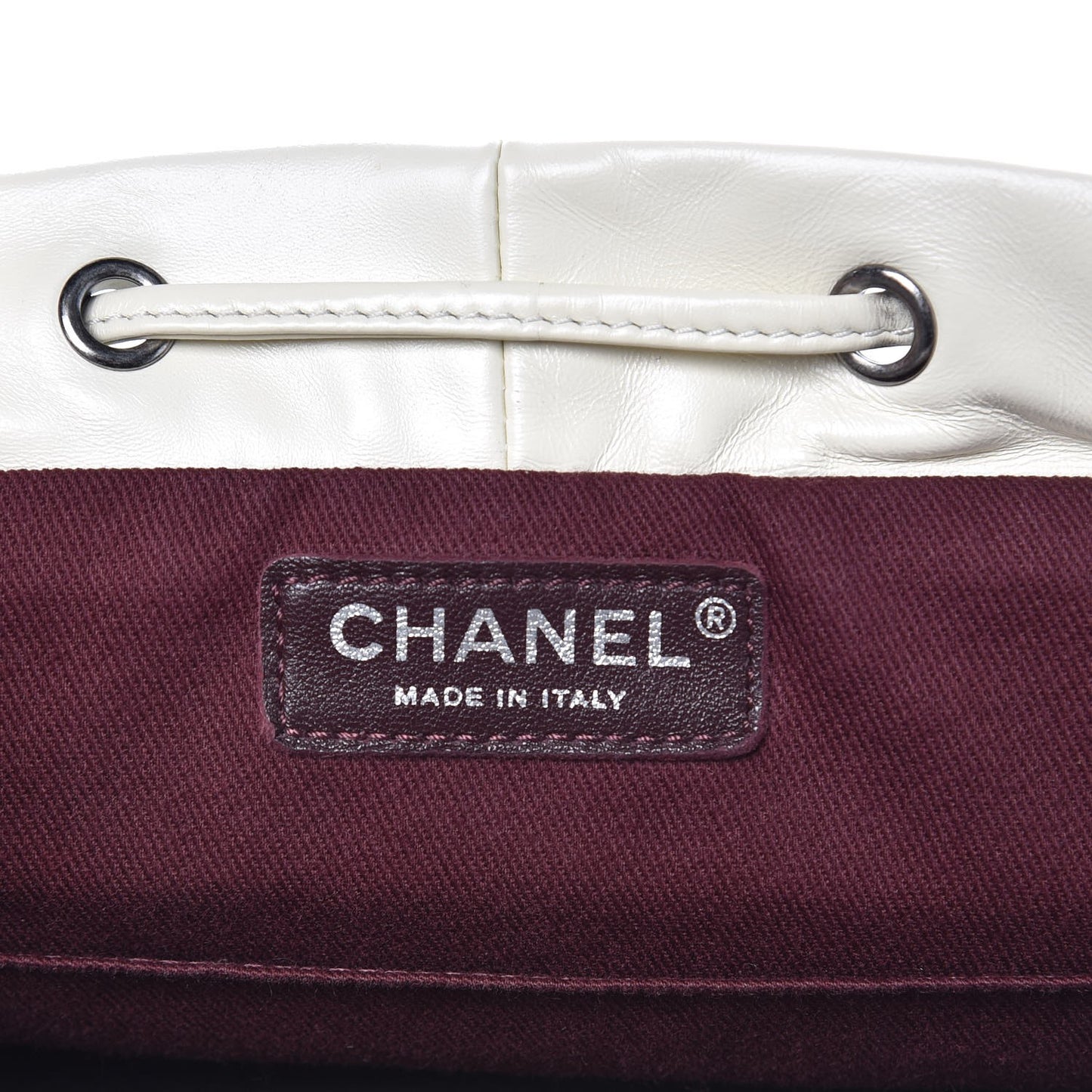 Glazed Calfskin Shearling Quilted Small Mountain Backpack Ivory