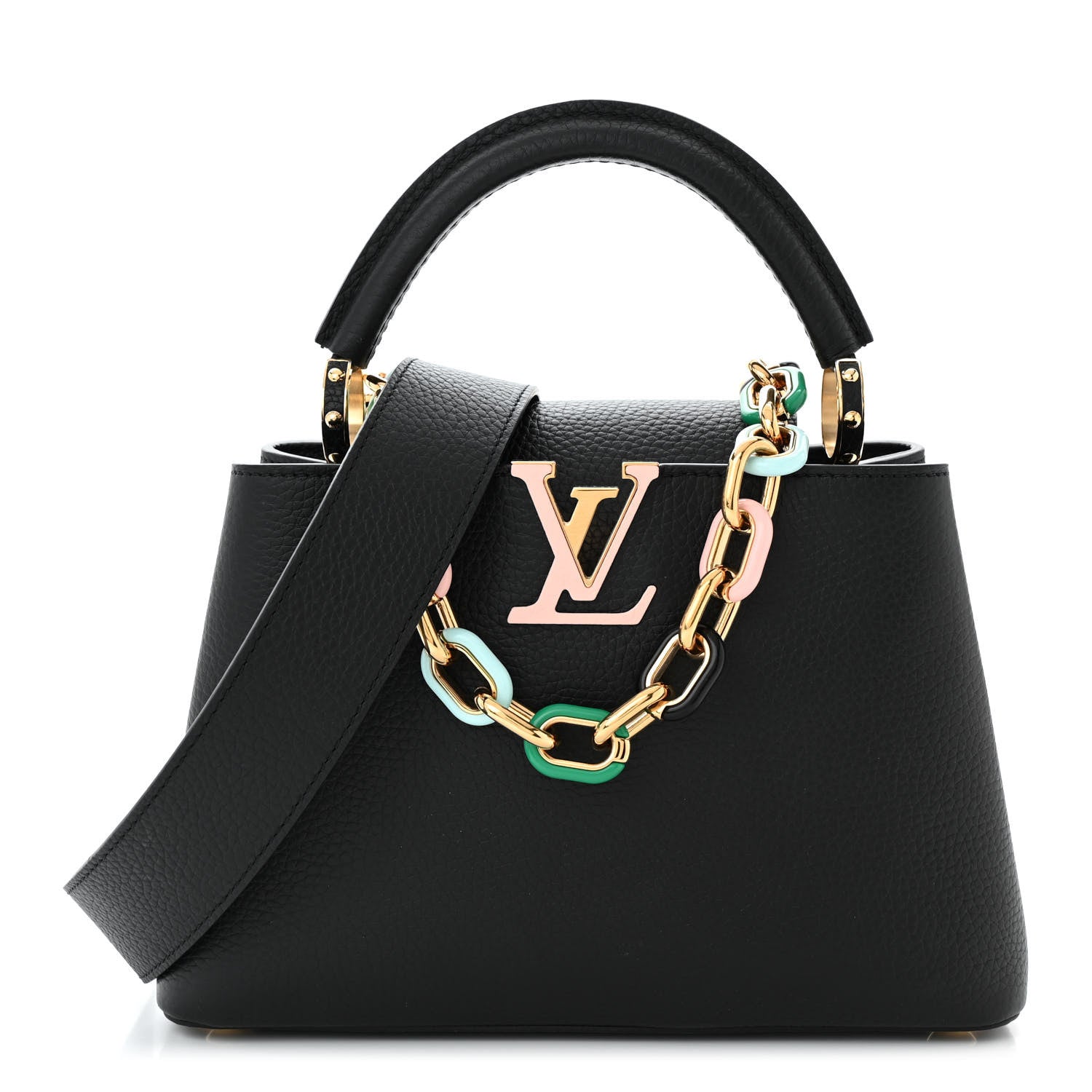 Louis Vuitton Taurillon Enamel Chain Capucines BB Black Multicolor 1 of 10
