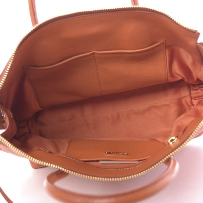Miu Miu Goatskin Madras Zip Tote Papaya 5 of 10