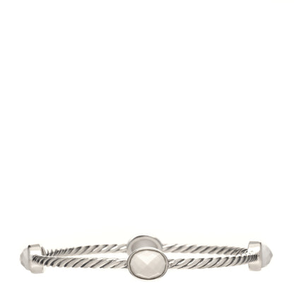 David Yurman Sterling Silver White Agate 3mm Color Classics Four Station Bangle Bracelet 1 of 3