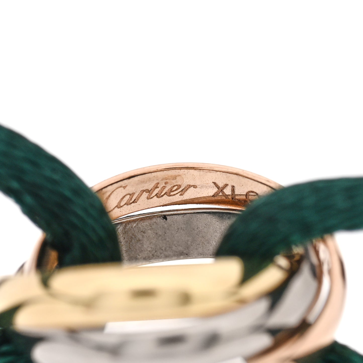 18k Pink Yellow White Gold Trinity Adjustable Cord Bracelet Green