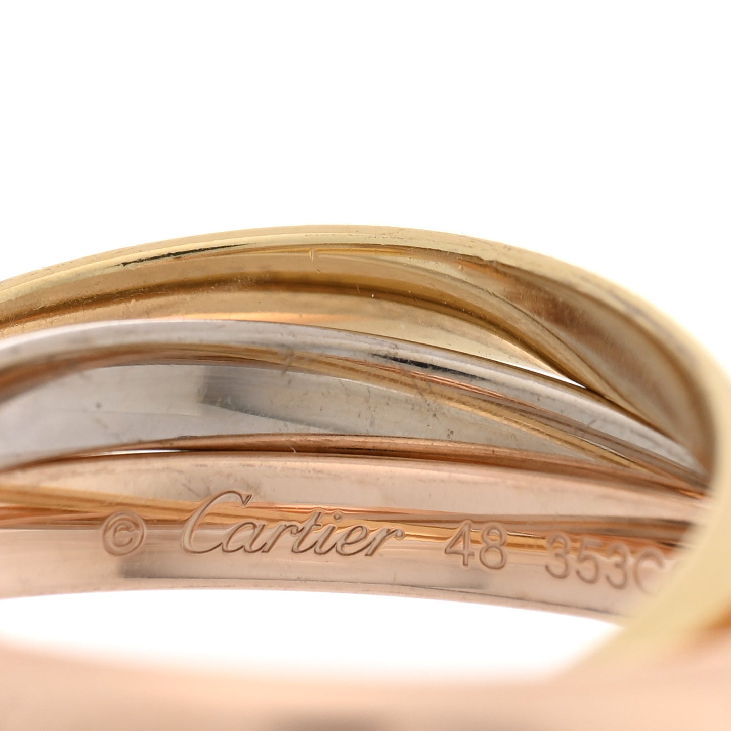 18K Pink Yellow White Gold Small Trinity Ring 48 4.5
