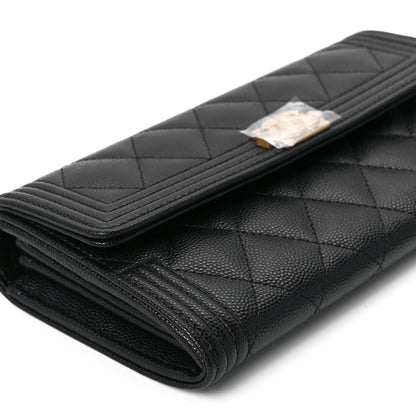 Chanel Caviar Quilted Large Boy Gusset Flap Wallet Black 11 of 13