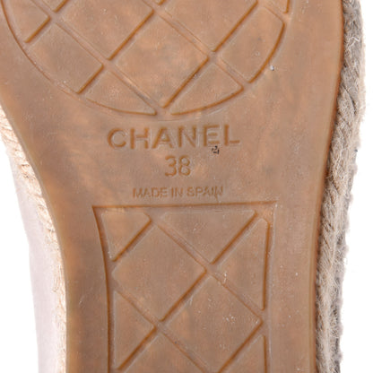 Chanel Grained Calfskin CC Espadrilles 38 Beige Black 8 of 9
