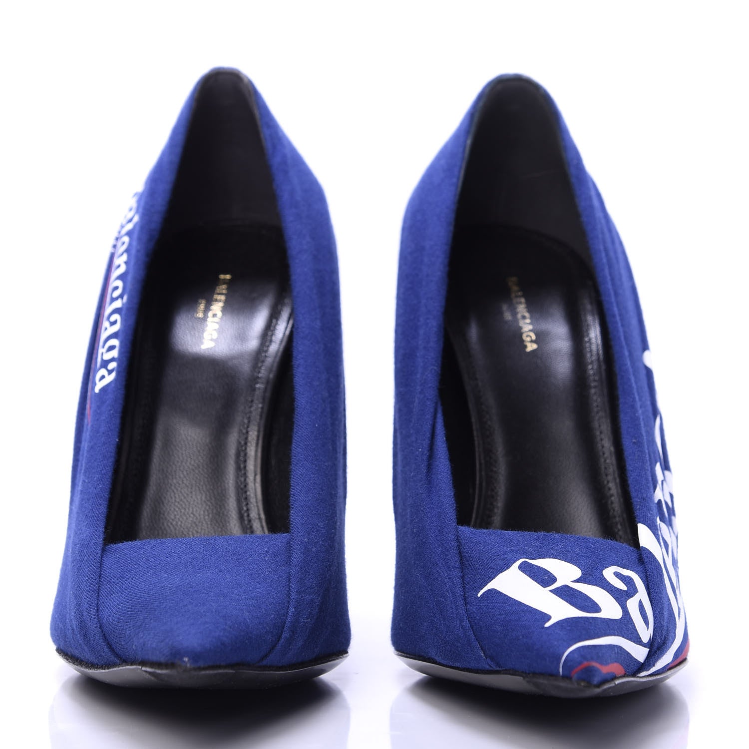 Balenciaga Jersey Crepe Political Campaign Logo Knife 115 Pointed Pumps 37 Blue 2 of 10