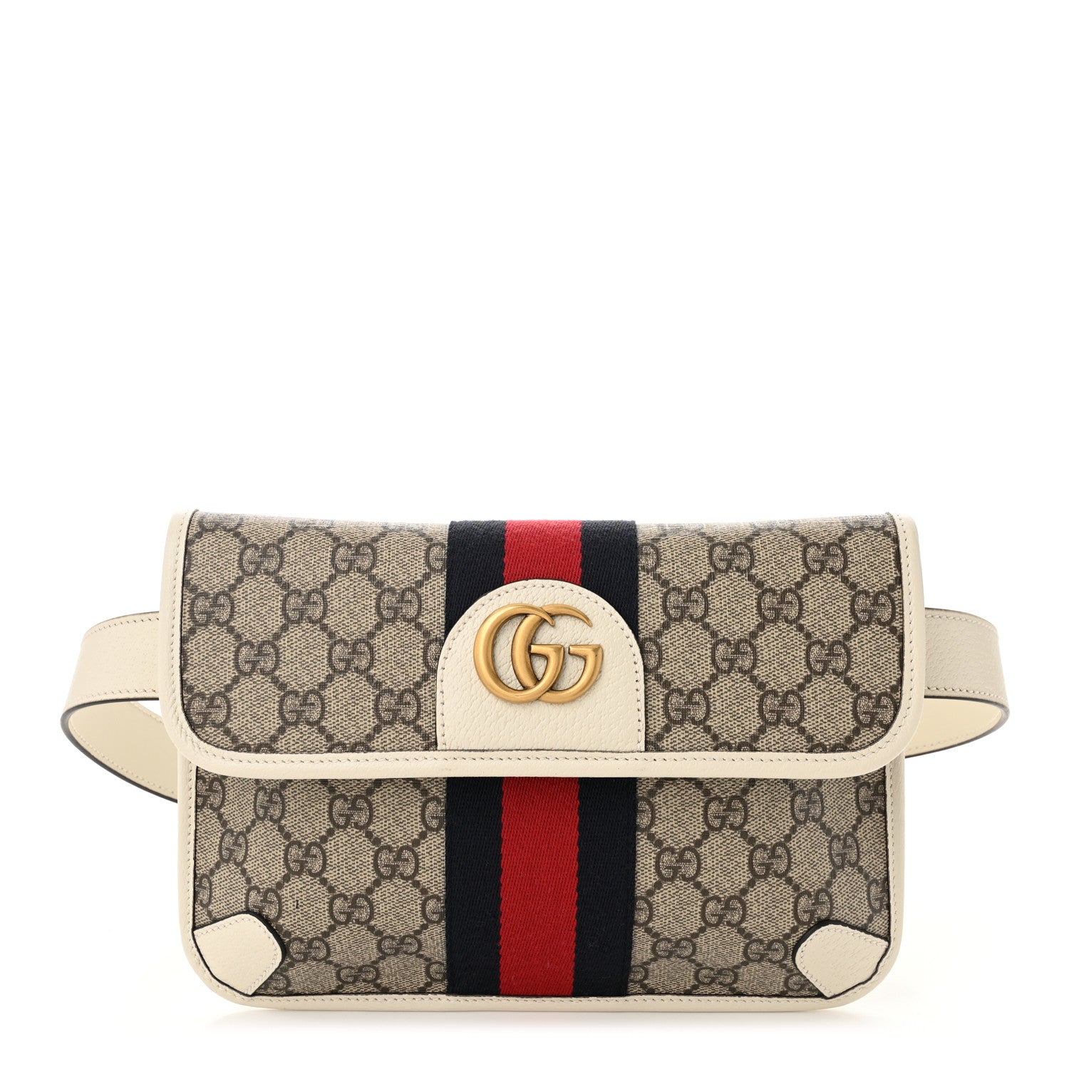 Gucci GG Supreme Monogram Web Small Ophidia Belt Bag 80 32 Beige Ebony White 1 of 10