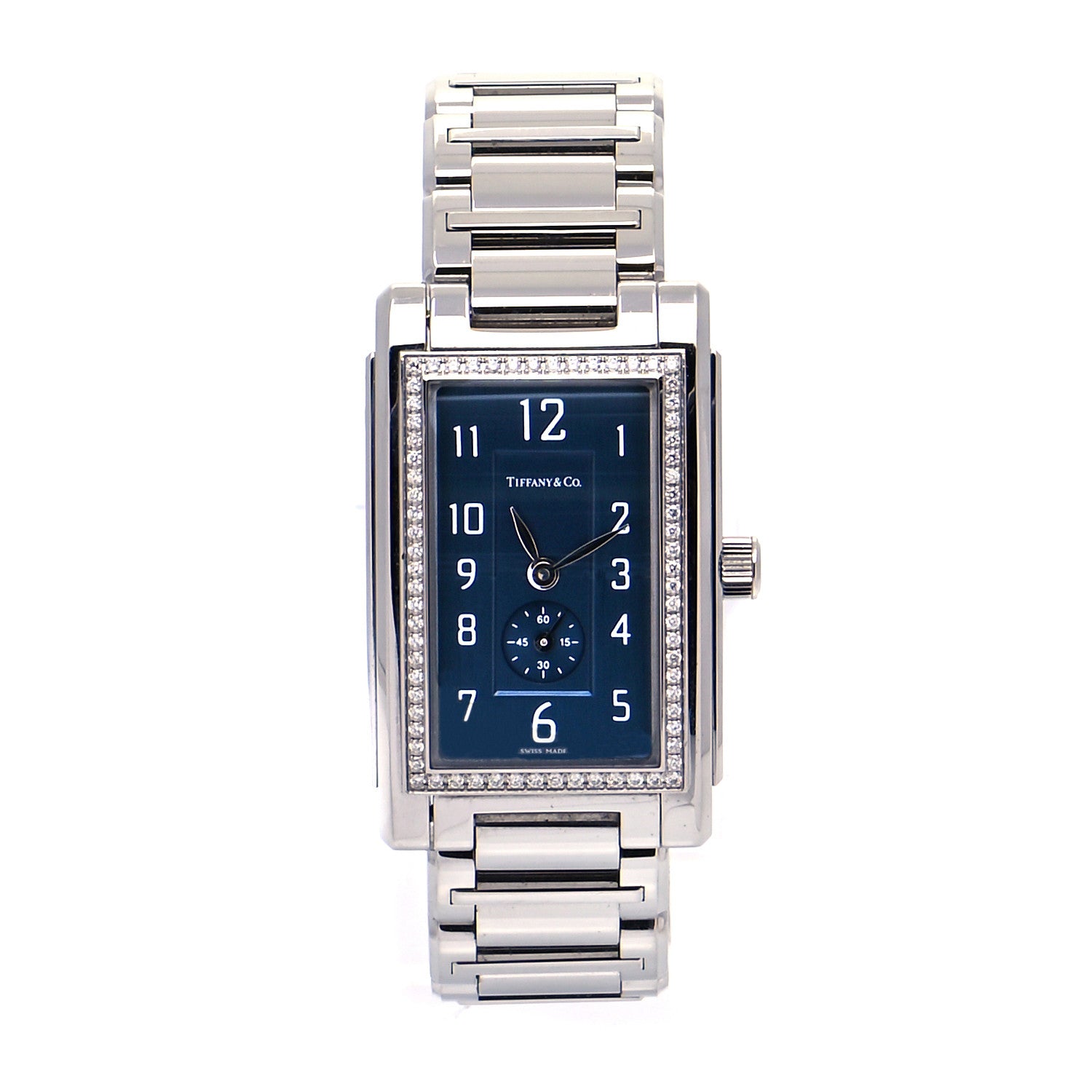 Tiffany Stainless Steel Diamond Bezel 22mm Grand Resonator Quartz Watch Blue 1 of 5
