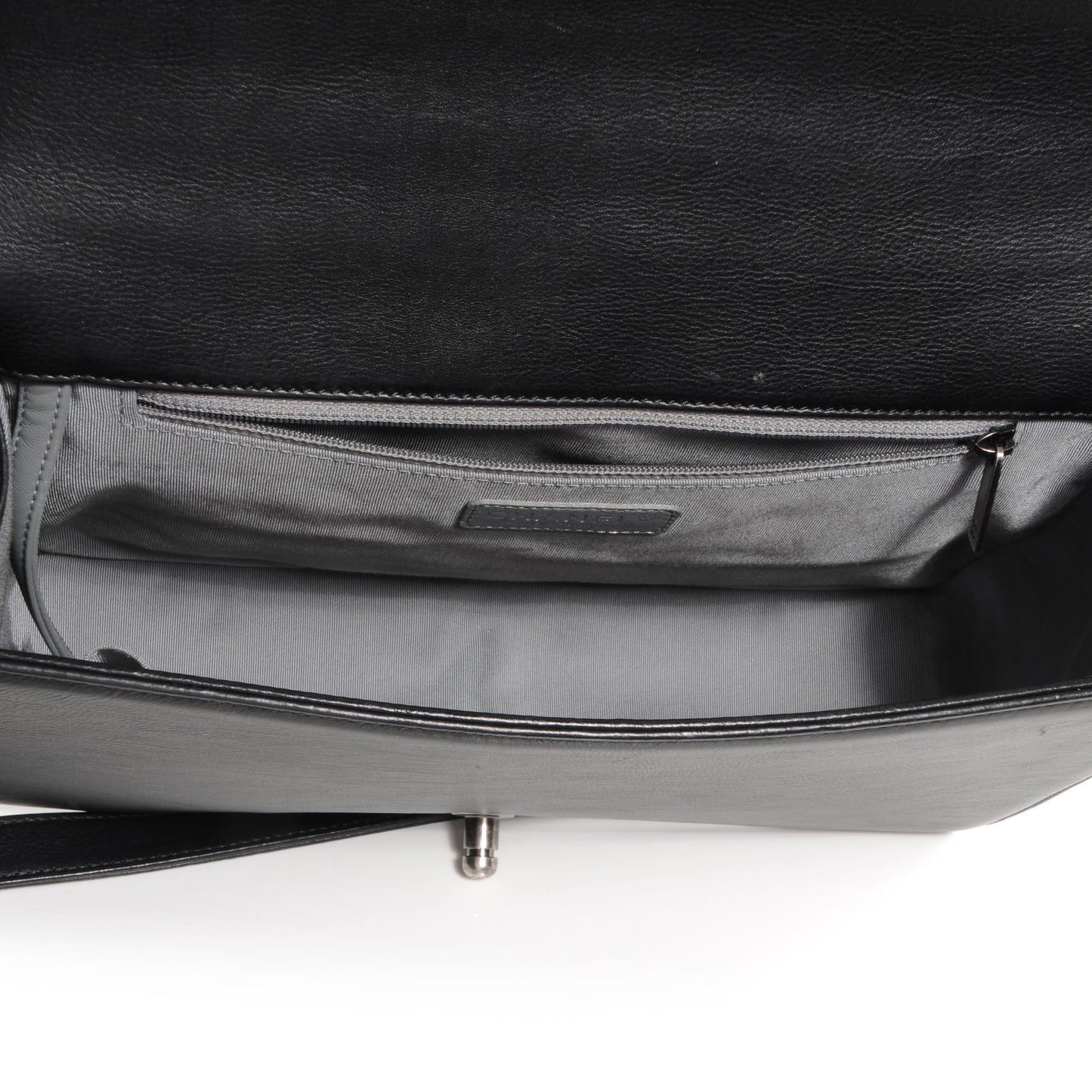 Calfskin Quilted Large Boy Flap Black