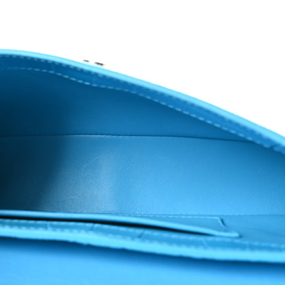 Balenciaga Shiny Super Supple Calfskin Crocodile Embossed Small XX Flap Stretch Bag Cyan 5 of 9