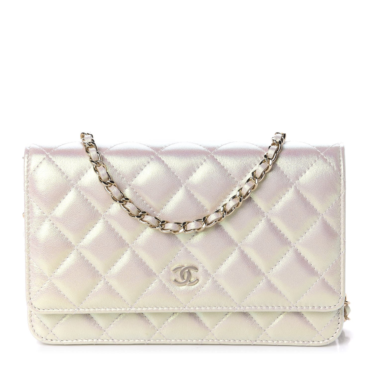 Chanel Iridescent Lambskin Quilted Wallet On Chain WOC Ivory 1 of 12