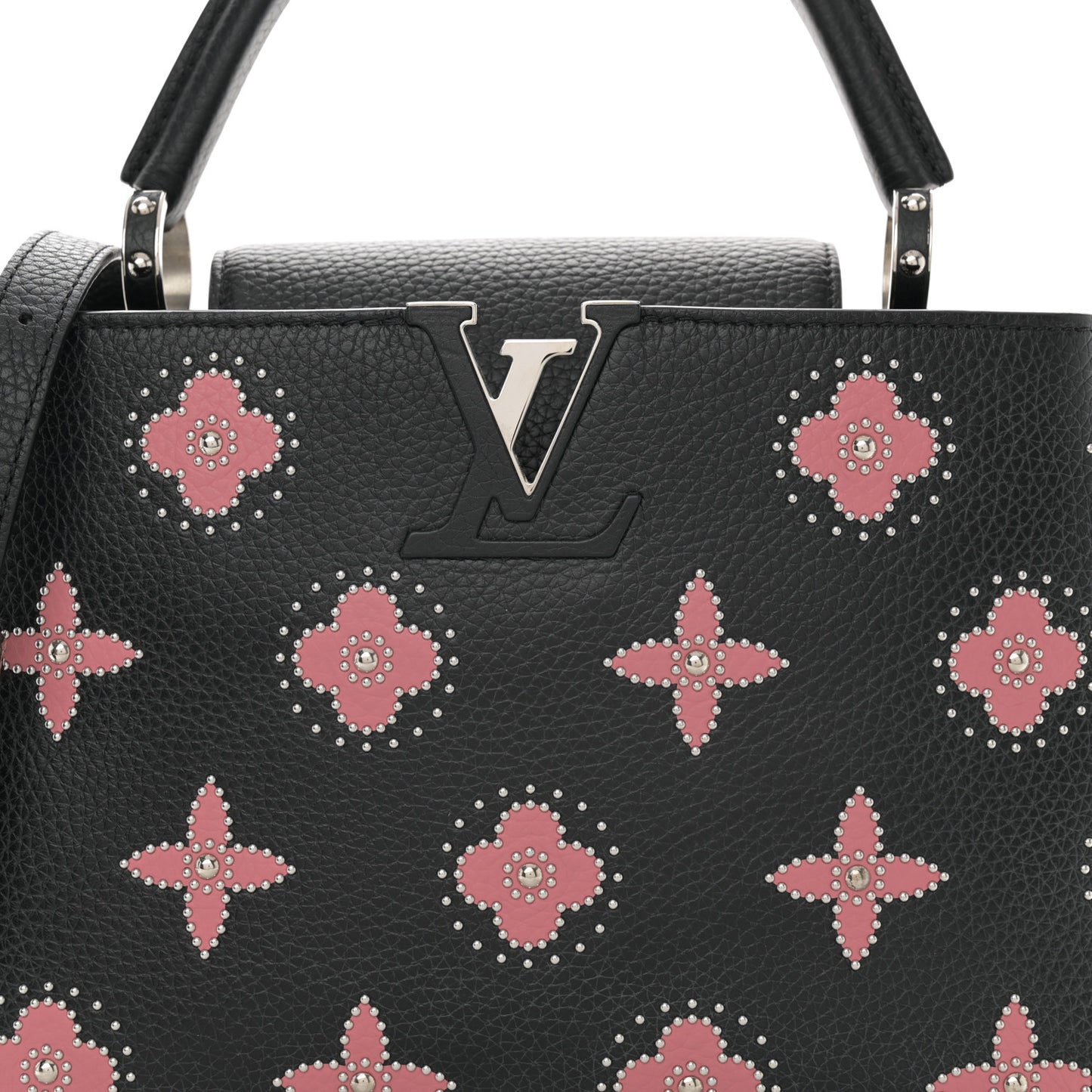 LOUIS VUITTON Taurillon Flowers Capucines PM Black