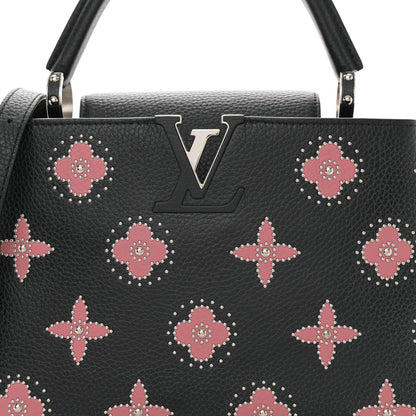 Louis Vuitton LOUIS VUITTON Taurillon Flowers Capucines PM Black 7 of 9