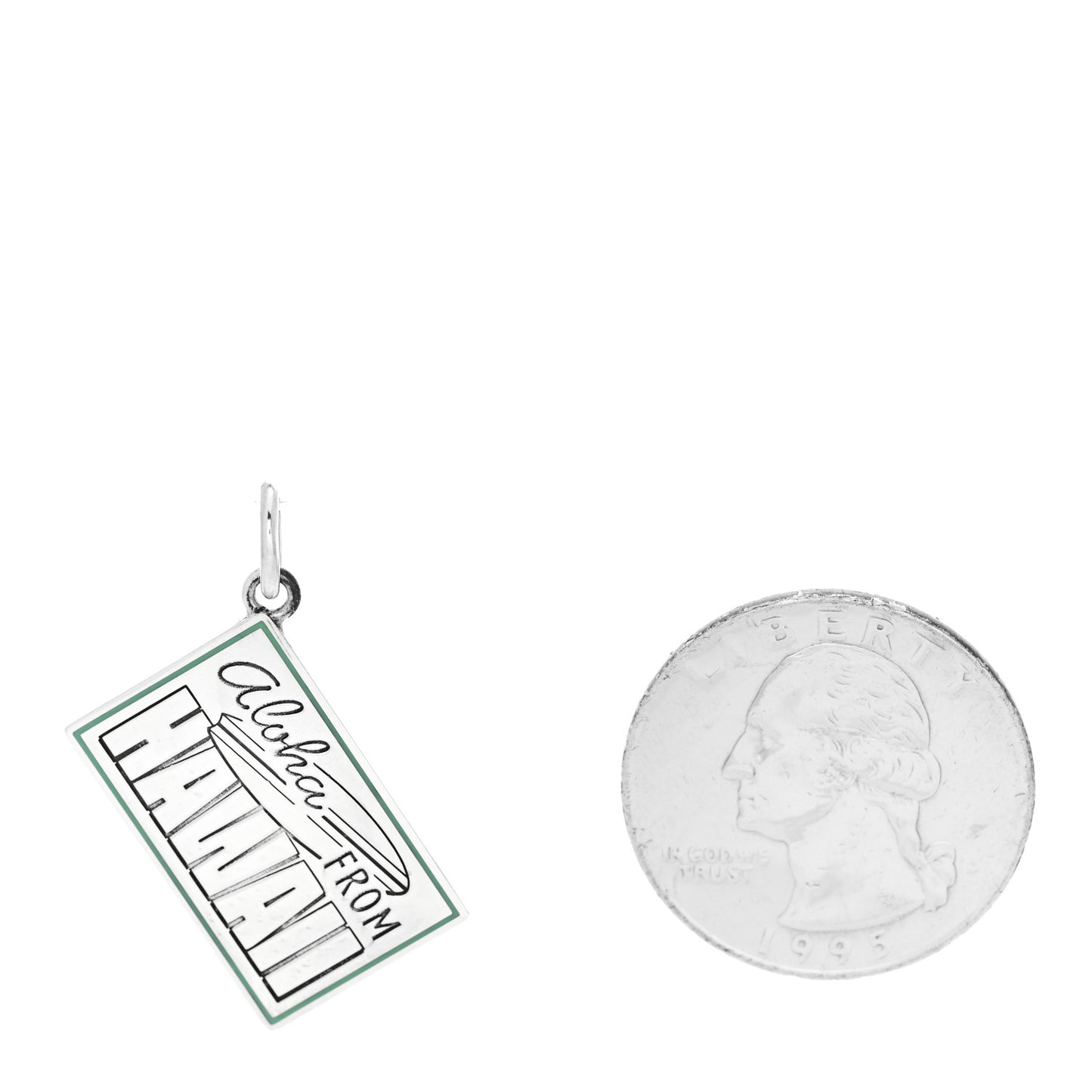 Sterling Silver Enamel Hawaii Postcard Charm Blue