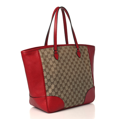 Gucci Monogram Bree Zippered Tote Beige Red 3 of 9