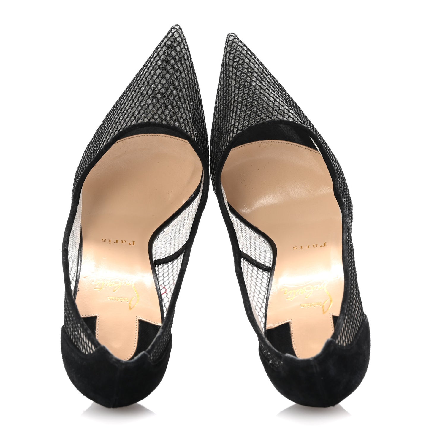 Fishnet Kid Suede Resille Follies 120 Pumps 39.5 Natural Black