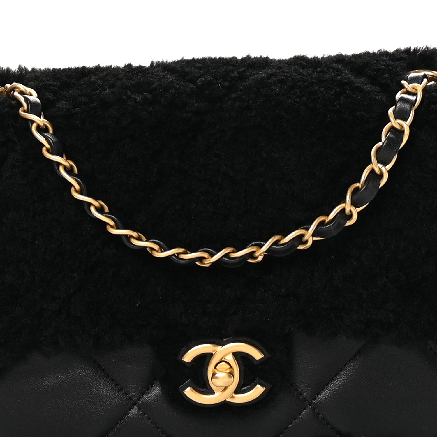 Chanel Shearling Lambskin Quilted Furry Coco Flap Black 8 of 11