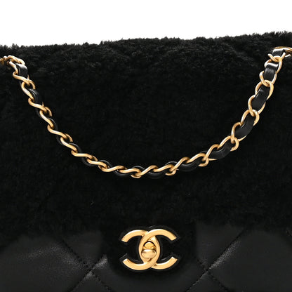 Chanel Shearling Lambskin Quilted Furry Coco Flap Black 8 of 11