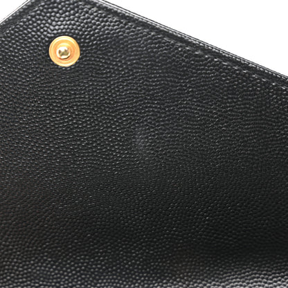 Saint Laurent Grain De Poudre Matelasse Chevron Monogram Chain Wallet Black 11 of 18