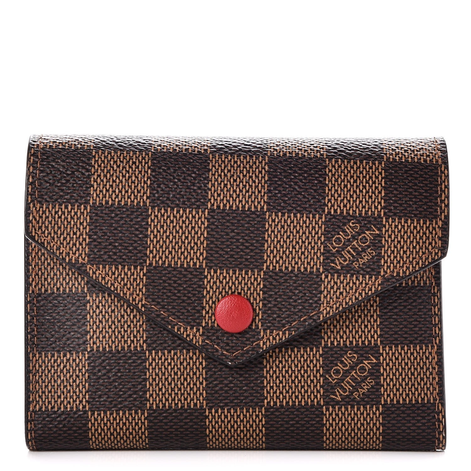 Louis Vuitton Damier Ebene Victorine Wallet Red 1 of 8