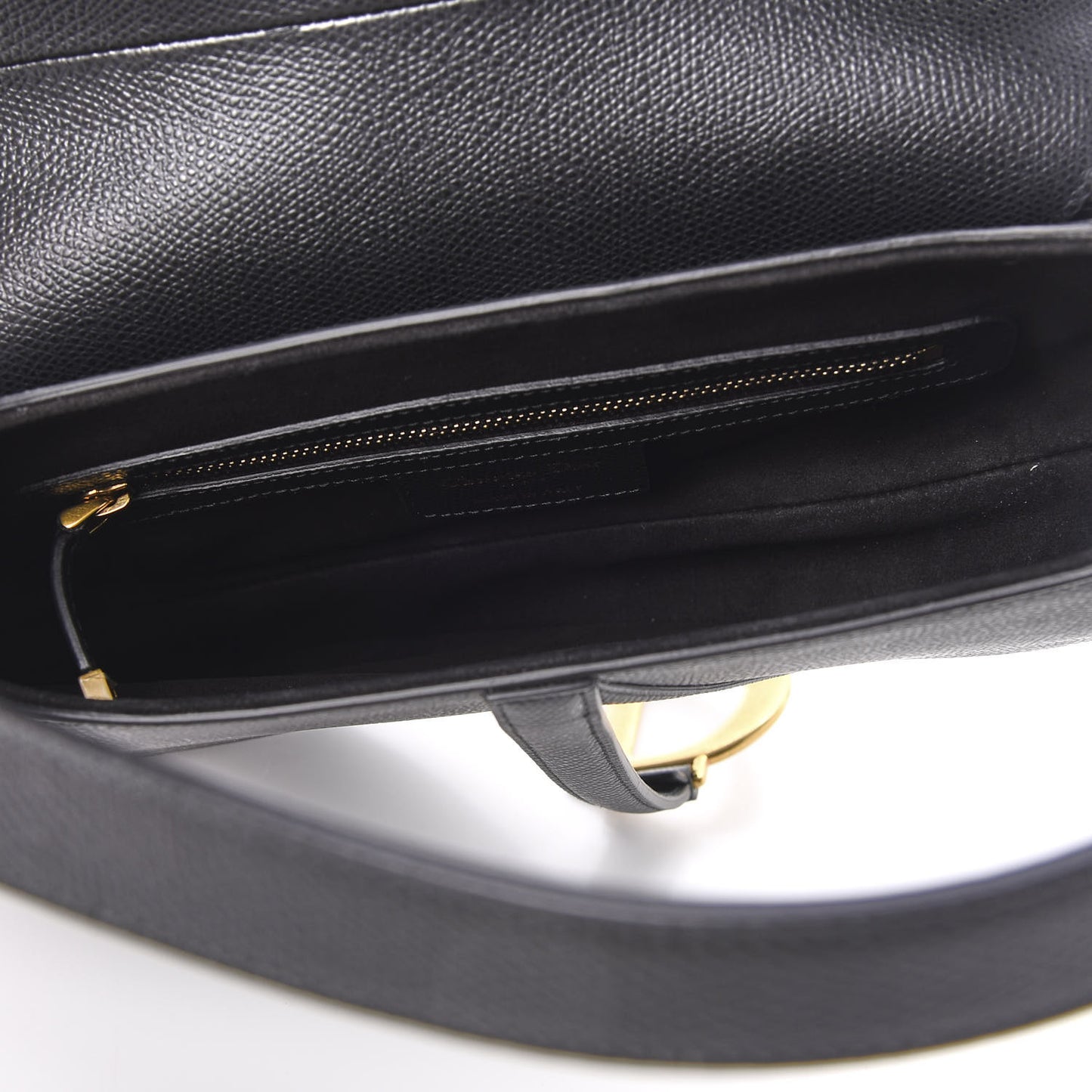 Grained Calfskin Saddle Bag Black