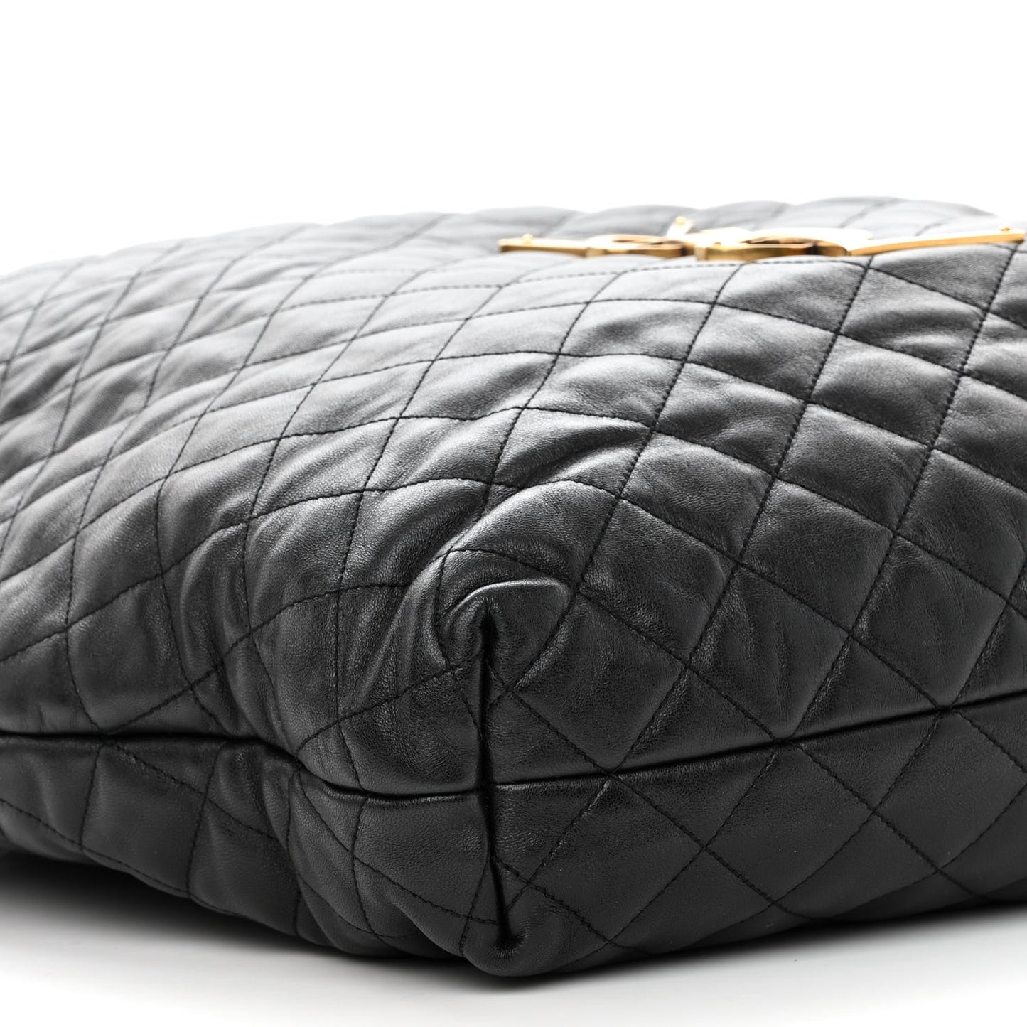 SAINT LAURENT Lambskin Quilted Maxi Icare Shopping Tote Black