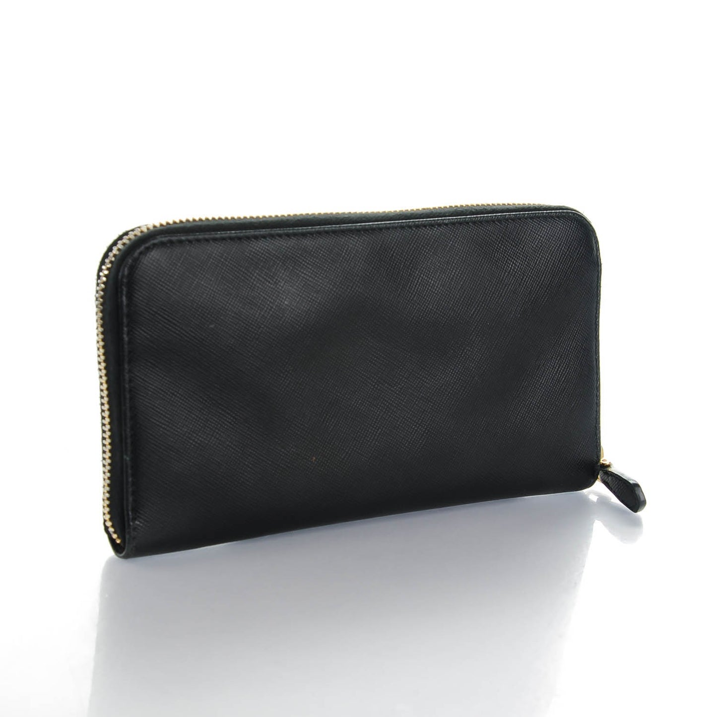 Saffiano Triangle Zip Around Wallet Nero Black