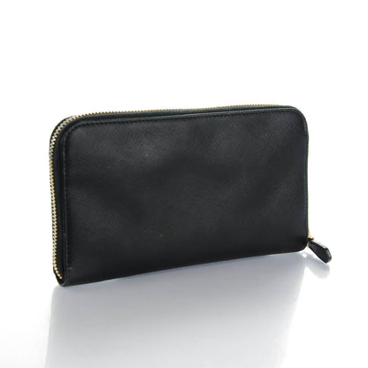 Prada Saffiano Triangle Zip Around Wallet Nero Black 3 of 7
