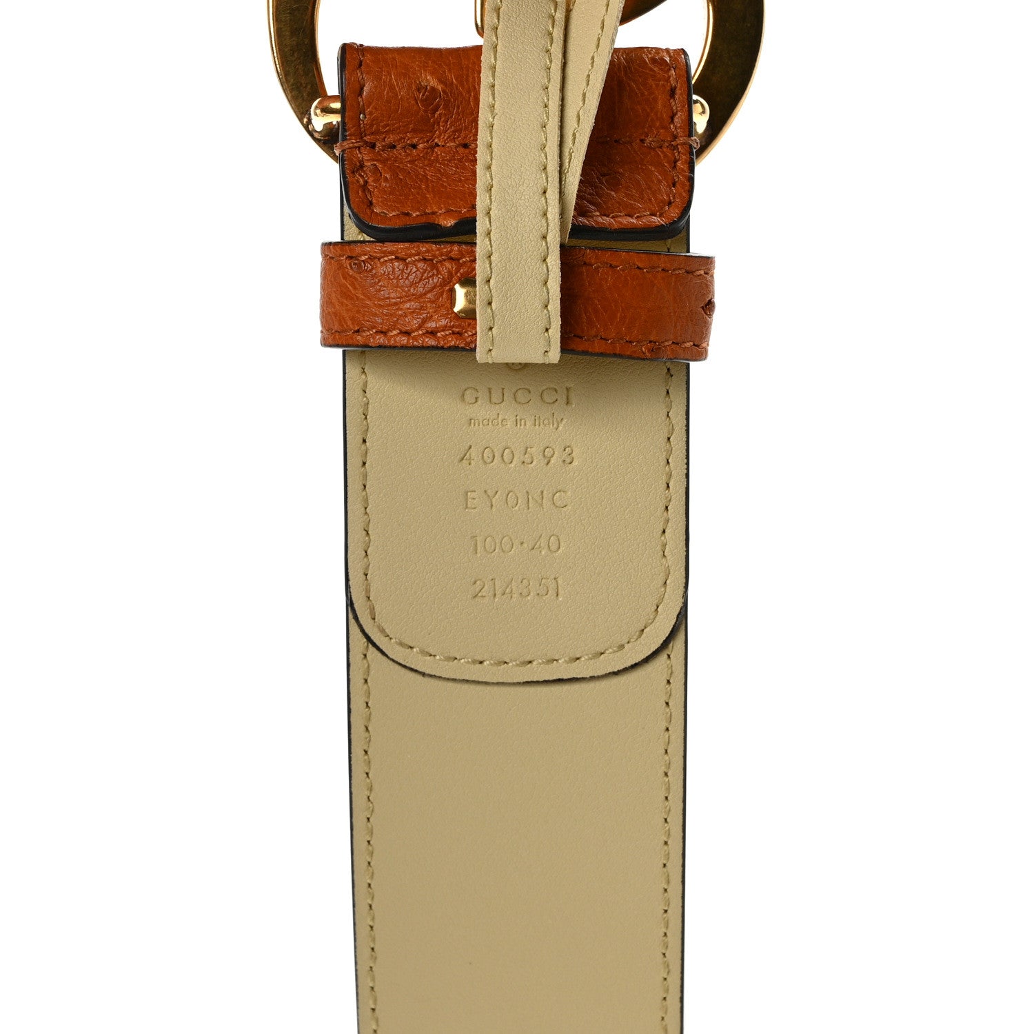 Gucci Ostrich Snakeskin Double G 40mm Belt 100 40 Gold Cloud Butter Ivory Paradise Cloud 3 of 5
