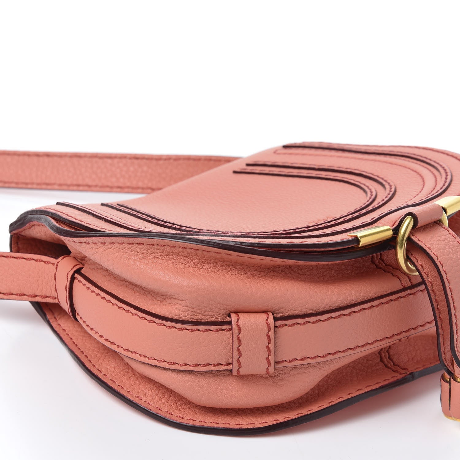 Chloe Calfskin Mini Marcie Round Crossbody Bag Coral Pop 6 of 9
