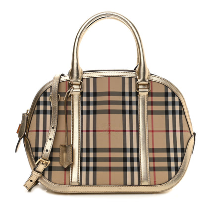 Burberry Horseferry Check Small Orchard Bowling Bag Gold 1 of 9